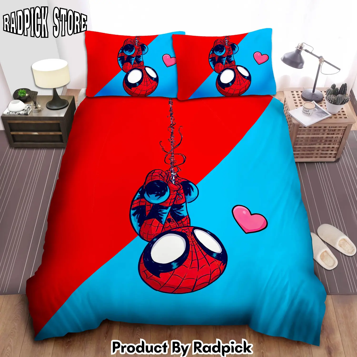 Radpick spiderman in chibi art duvet cover bedroom sets comfortable bedding sets rp3272082
